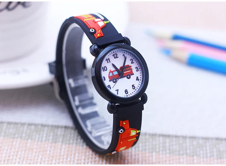 Cartoon Fire Truck Kids Quartz Watch