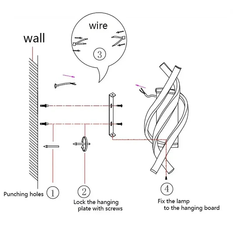 Curved Spiral LED Wall Lamp for Bedroom & Living Room