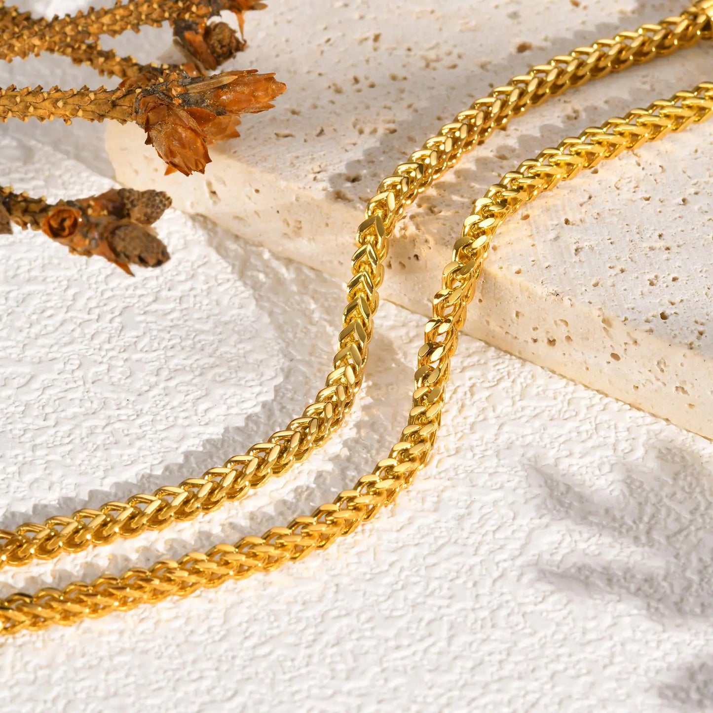 Gold Stainless Steel Square Chain Bracelet