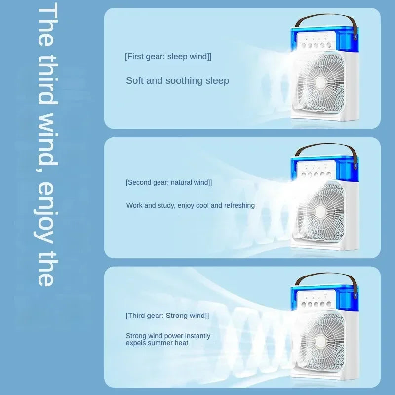 Mini Portable Air Cooler & Humidifier Fan – 3 Speeds