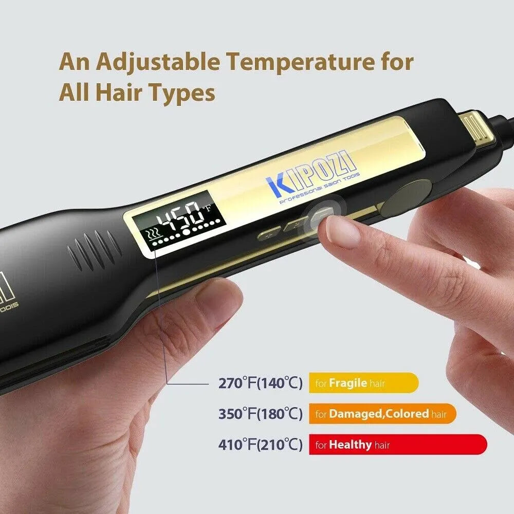 KIPOZI Professional Titanium Flat Iron – LCD Hair Straightener