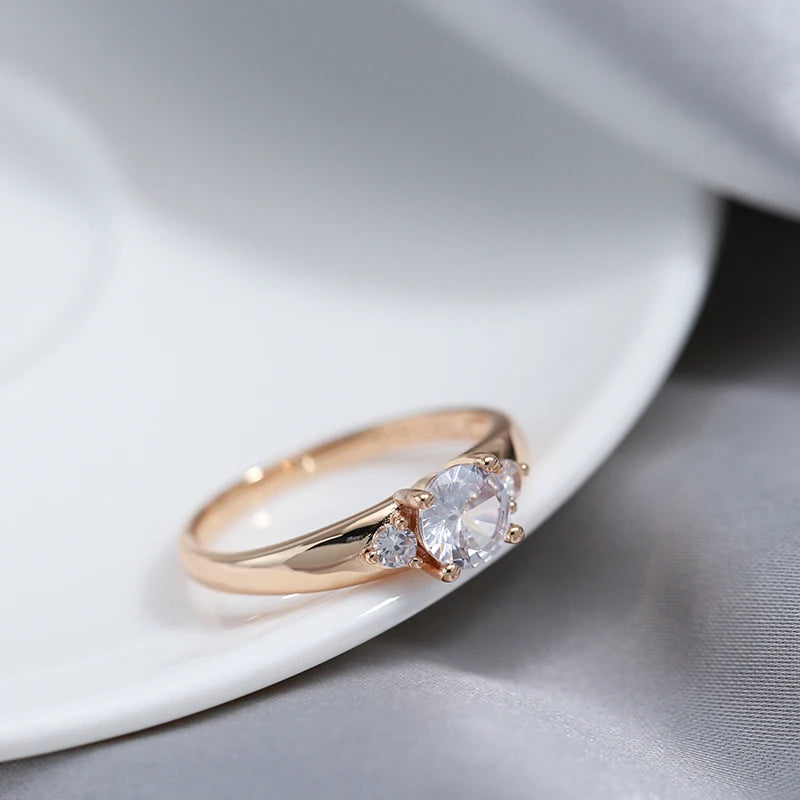 Kinel 585 Rose Gold Zircon Wedding Ring”