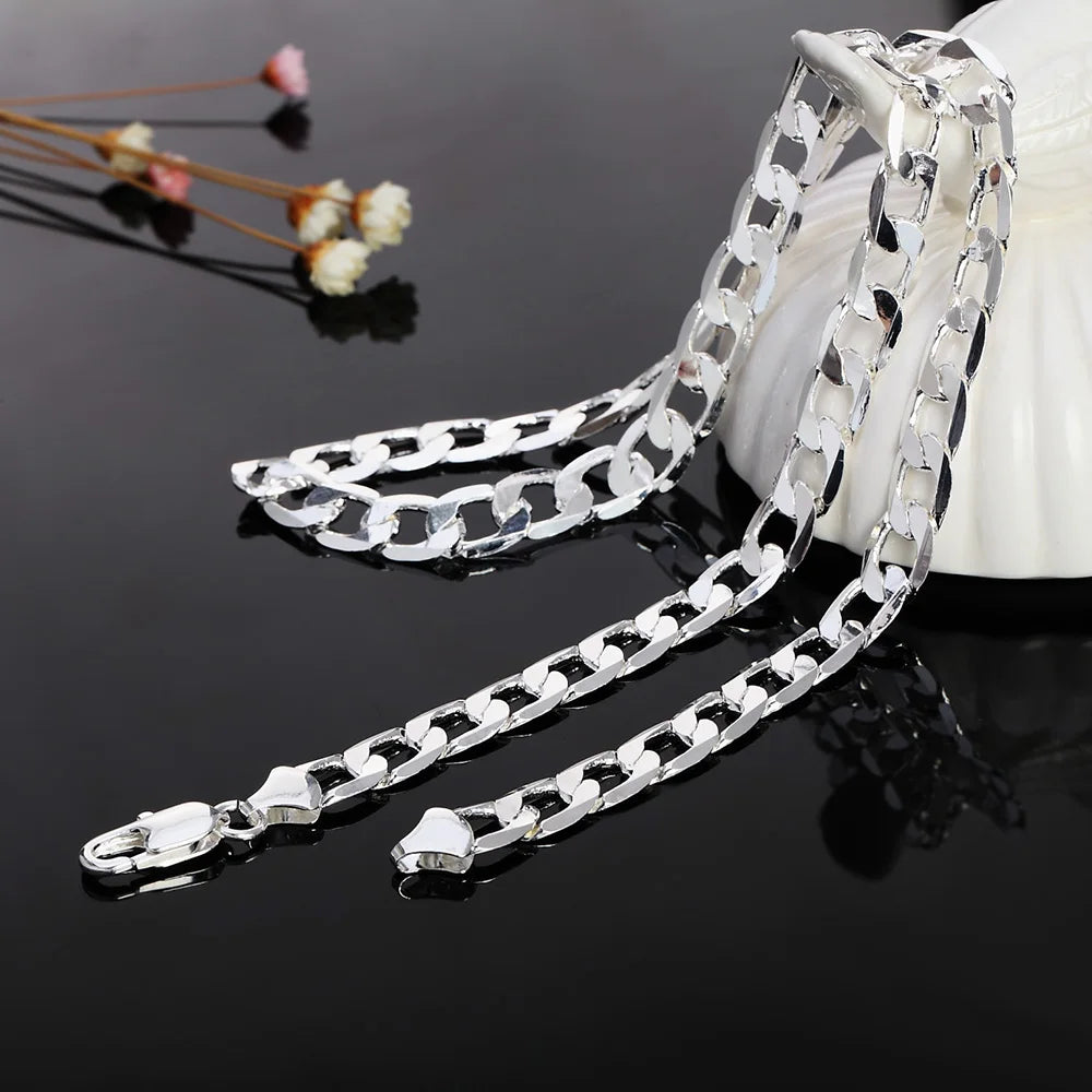 925 Silver 18K Gold Cuban Chain Necklace