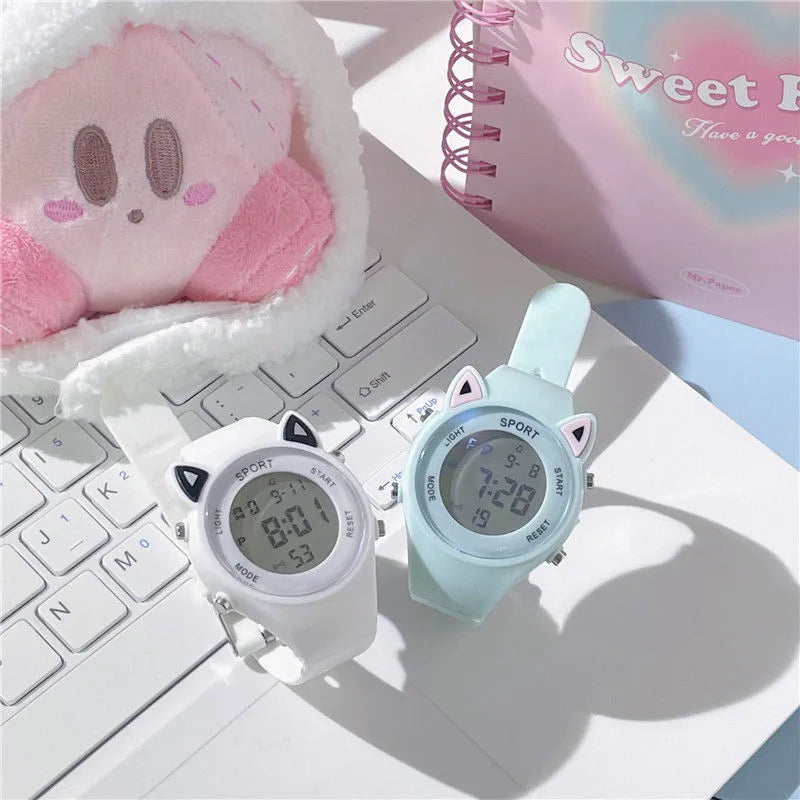 Kids Cat Ear Sports Watch Set