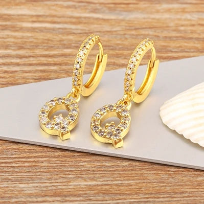 "Gold Zircon Alphabet Hoop Earrings A–Z – Fashion Jewelry Gift