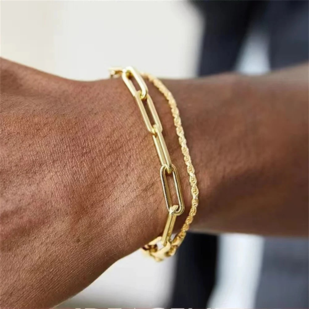 Gold Twist Chain Bracelet Men