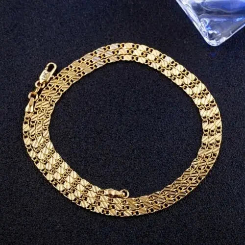 925 Silver 2mm Gold Charm Chain Necklace (16-30")