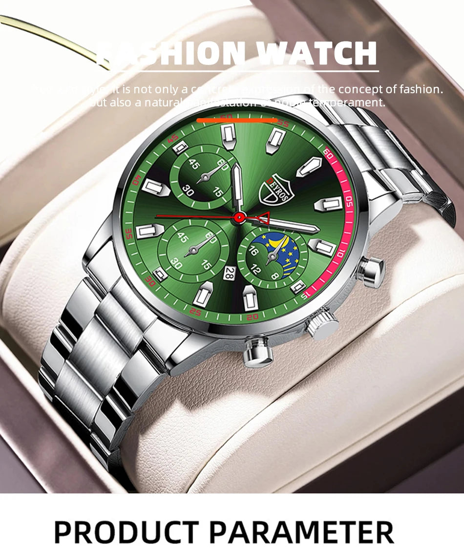 Fashion Mens Stainless Steel Watches Luxury Men Sports