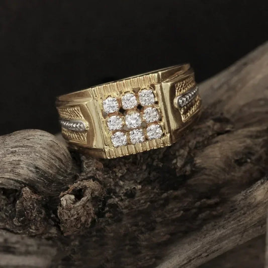 “Men’s Gold Party Ring – Square Design”