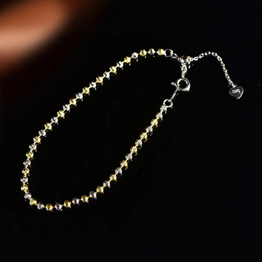 "925 Silver 2.5mm Diamond-Cut Bead Chain Bracelet – Made in Italy