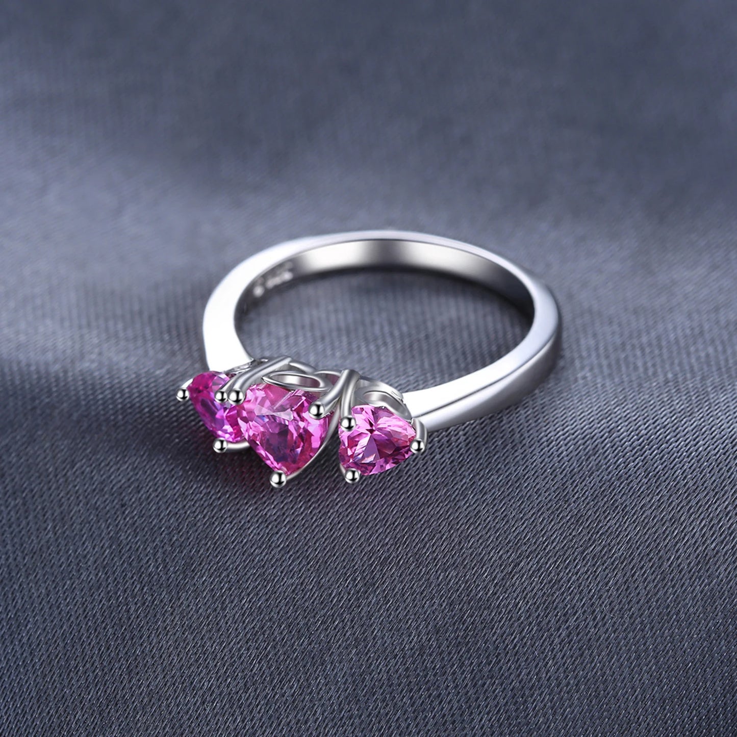 JewelryPalace 1.2ct Created Pink Sapphire 925 Silver Ring