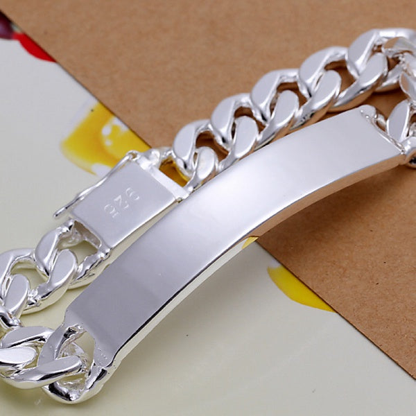 “10mm Silver Geometric Men’s Chain Bracelet”