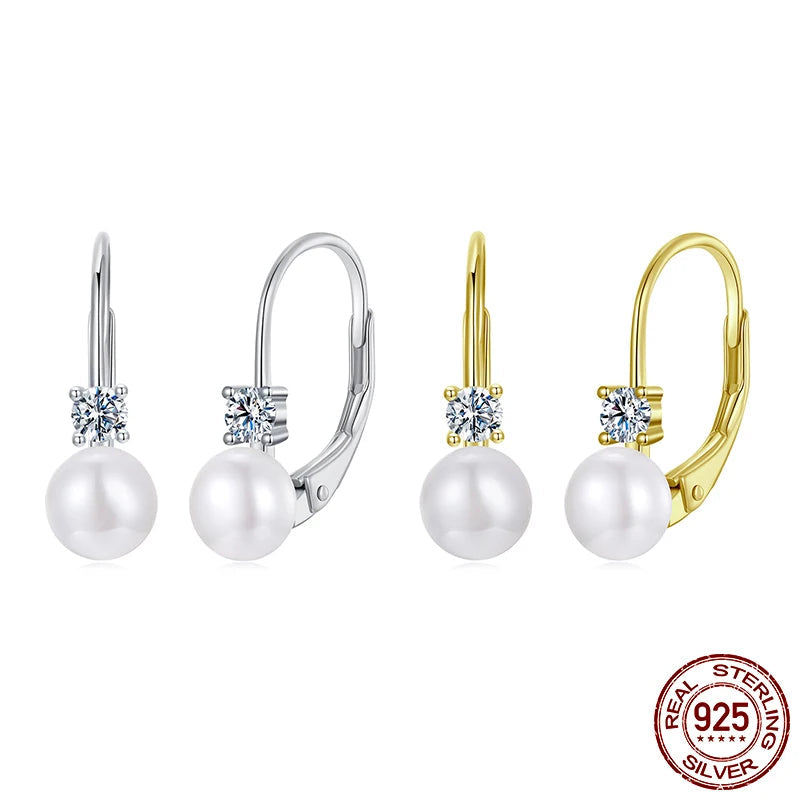 “925 Silver Moissanite Pearl Earrings”