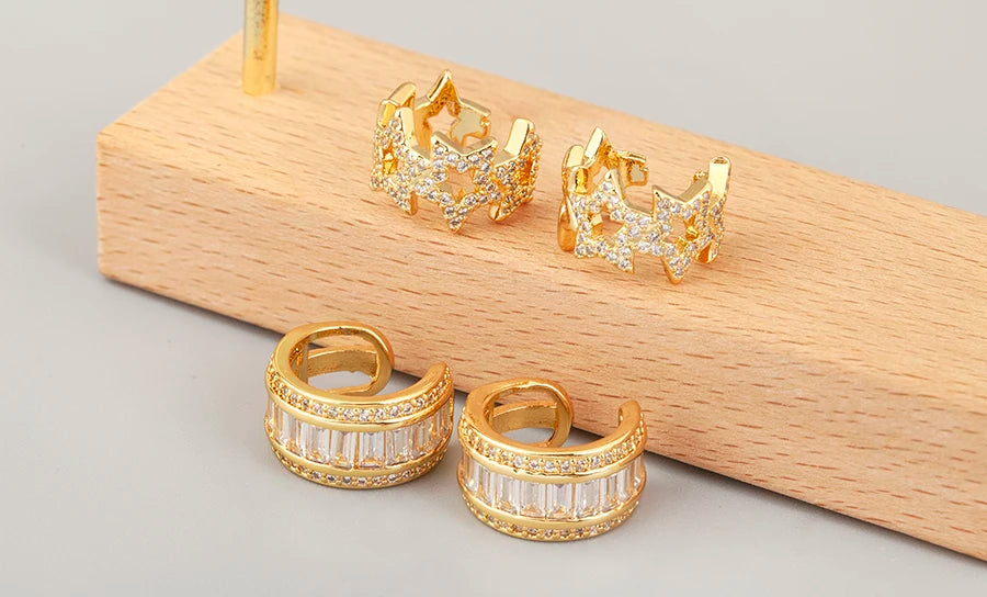 "Zircon Butterfly/Star Clip Earrings – Women’s Ear Cuff Jewelry