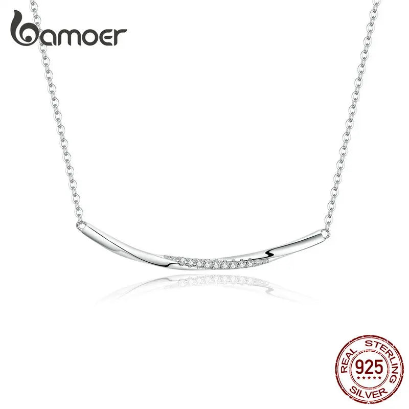 Bamoer 925 Silver CZ Wave Choker Necklace