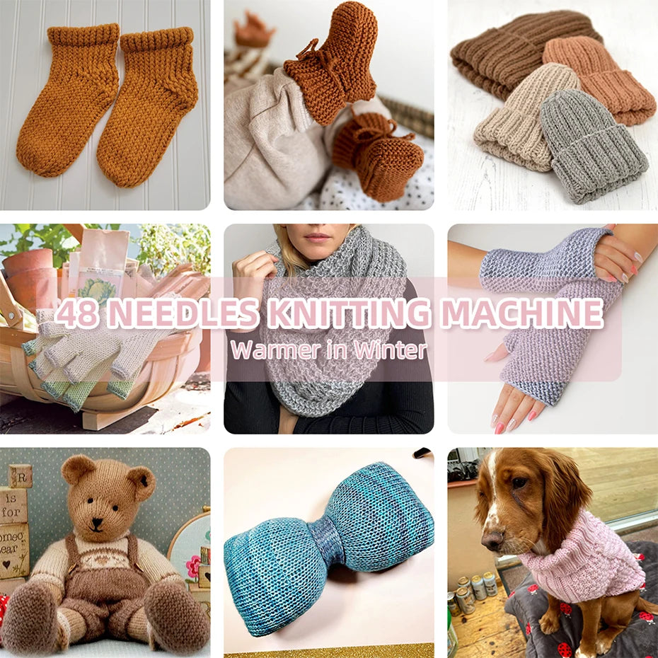 SENTRO 48-Needle Smart Knitting Machine Kit – Flat & Double Weave