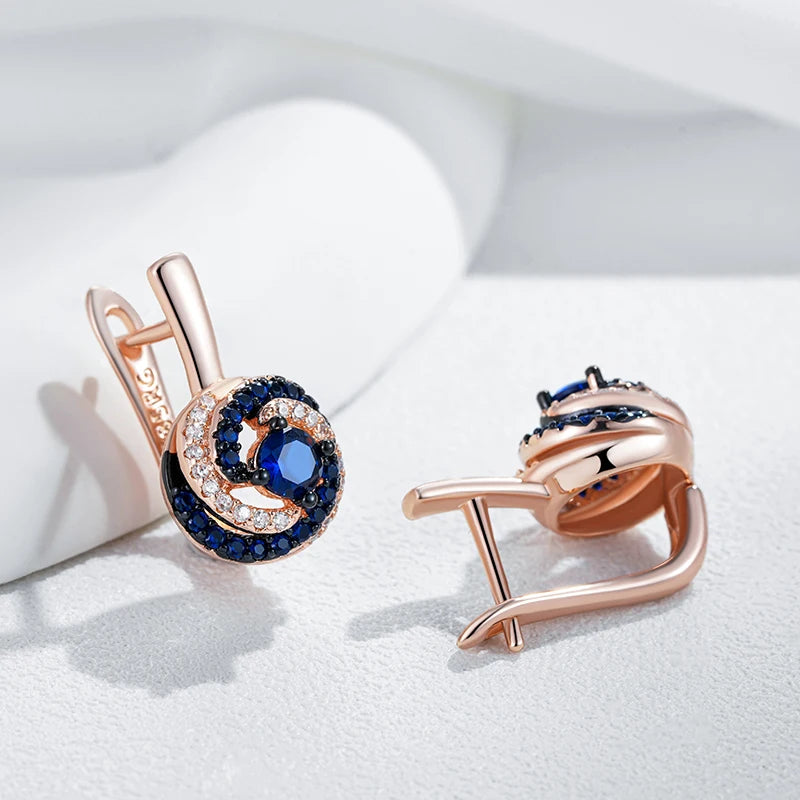 “Blue Zircon Rose Gold Drop Earrings”