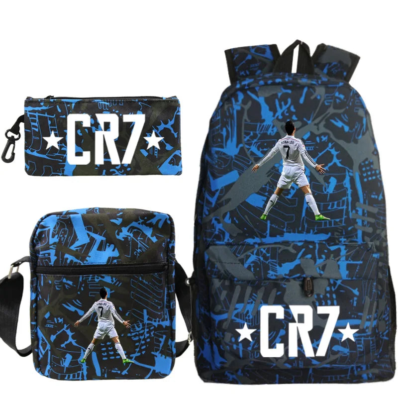 3pcs CR7 Lightweight School & Travel Backpacks Set