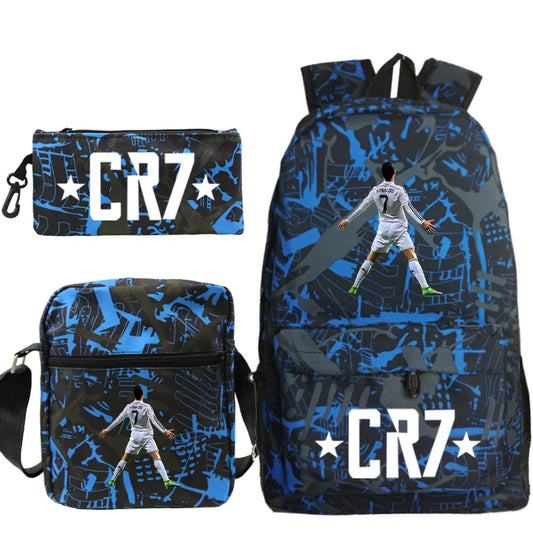 3pcs CR7 Lightweight School & Travel Backpacks Set
