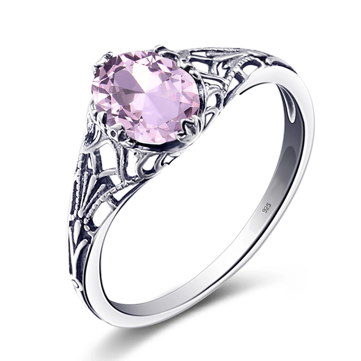 Real 925 Sterling Silver Oval Red Garnet Ring