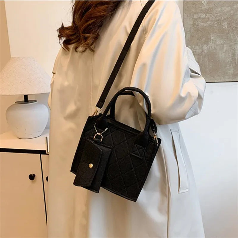Stylish Solid Color Crossbody & Shoulder Bag Set