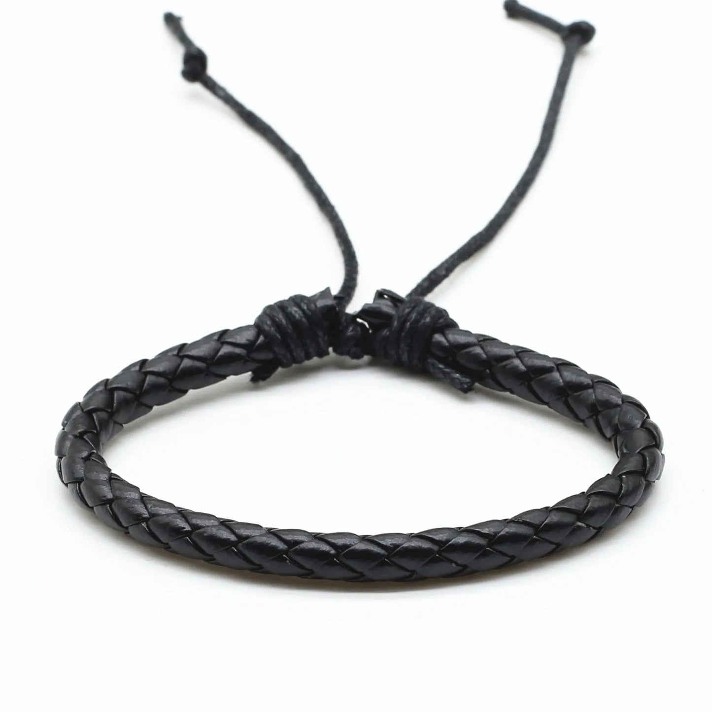 “Khaki Brown PU Leather Braided Bracelet”