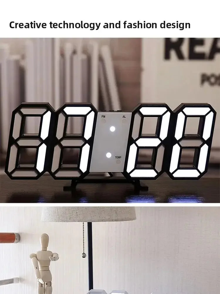 3D LED Digital Wall Clock – USB Powered & Stylish Display