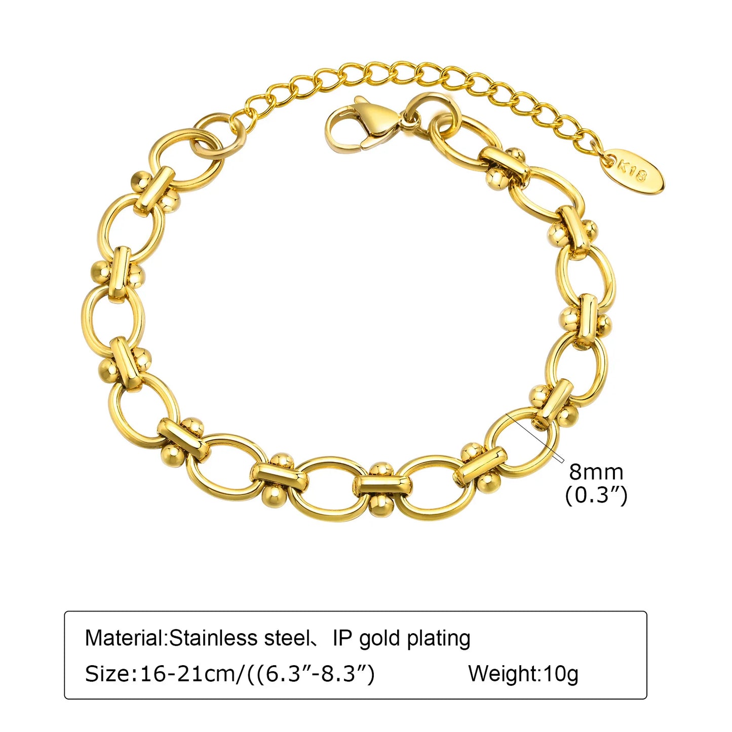 Gold-Plated Chunky Link Bracelet – Waterproof