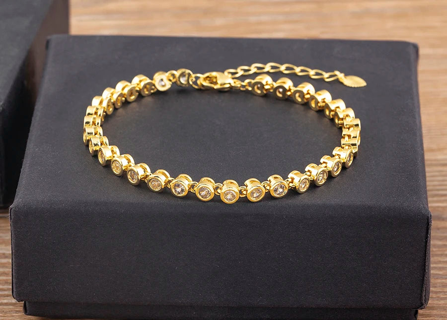 Nidin 6 Colors Shiny Crystal Bracelet For Women Rhinestone Zircon Charm Wrist Adjustable Bangles Girls Exquisite Jewelry Gift