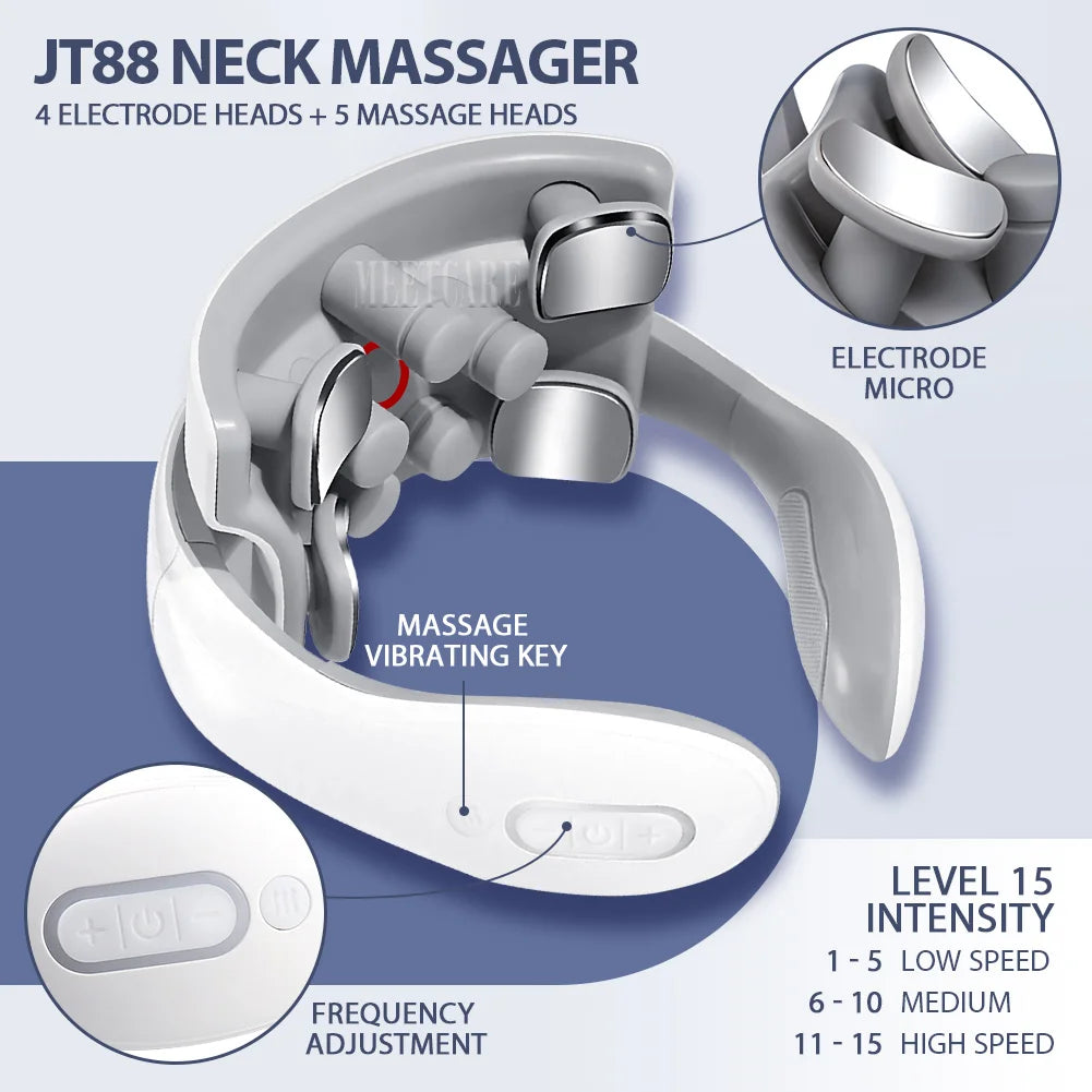 Wireless Smart TENS Neck & Shoulder Massager – Pain Relief & Heating