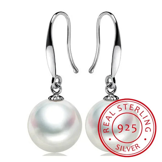 925 Silver Vintage Pearl Drop Earrings for Wome