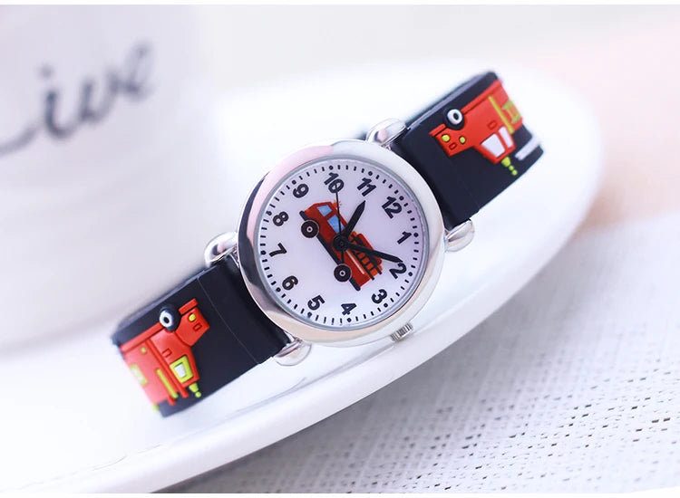 Cartoon Fire Truck Kids Quartz Watch