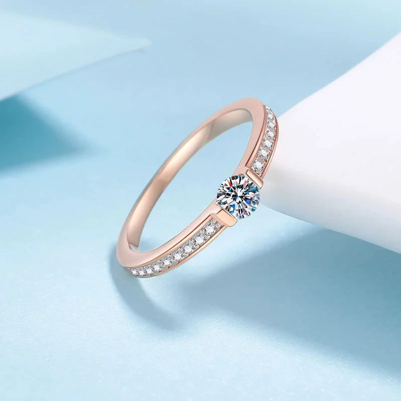 Tezzc 0.3ct D Color Moissanite Eternity Ring