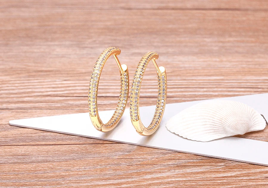 Zircon Crystal Hoop Earrings – Women’s Jewelry