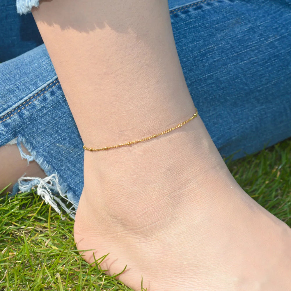 2024 Gold Stainless Steel Layered Anklet for Women