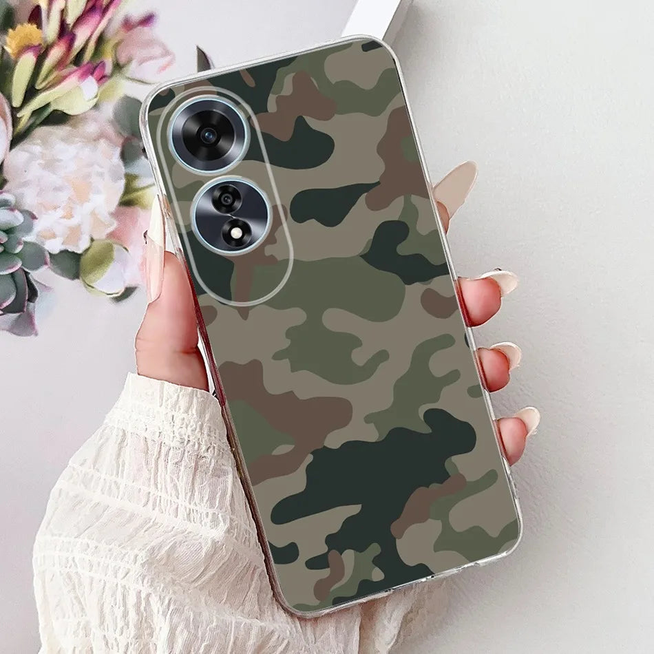 Elegant Floral Cat TPU Cover – OPPO A60