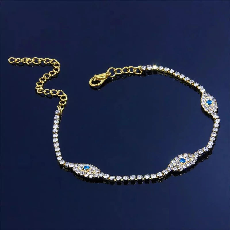 14K Gold/Silver Beaded Anklet, Adjustable Boho