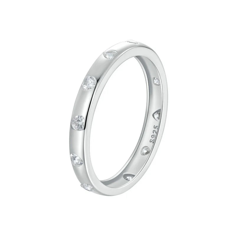 Solid Sterling Silver Ring with White Diamonds”