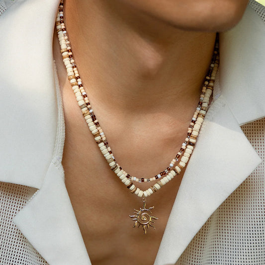 Men’s Boho Pearl & Shell Necklace