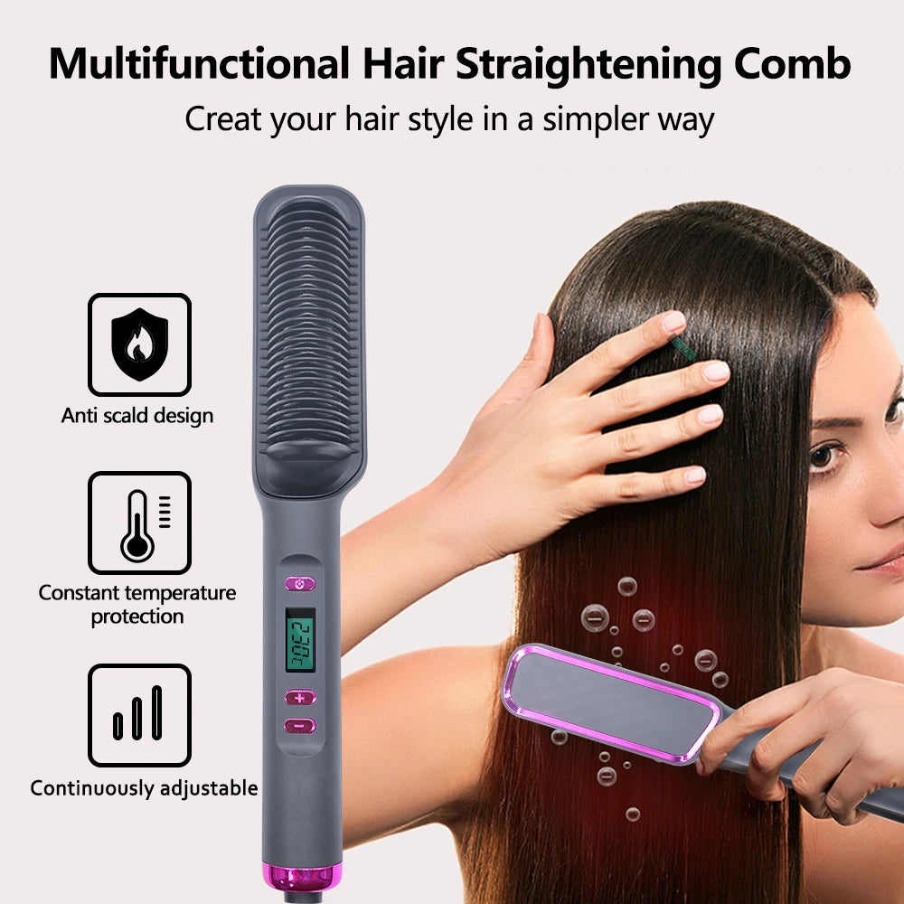 Electric Hot Comb – Anti-Scald Hair Straightening Brush