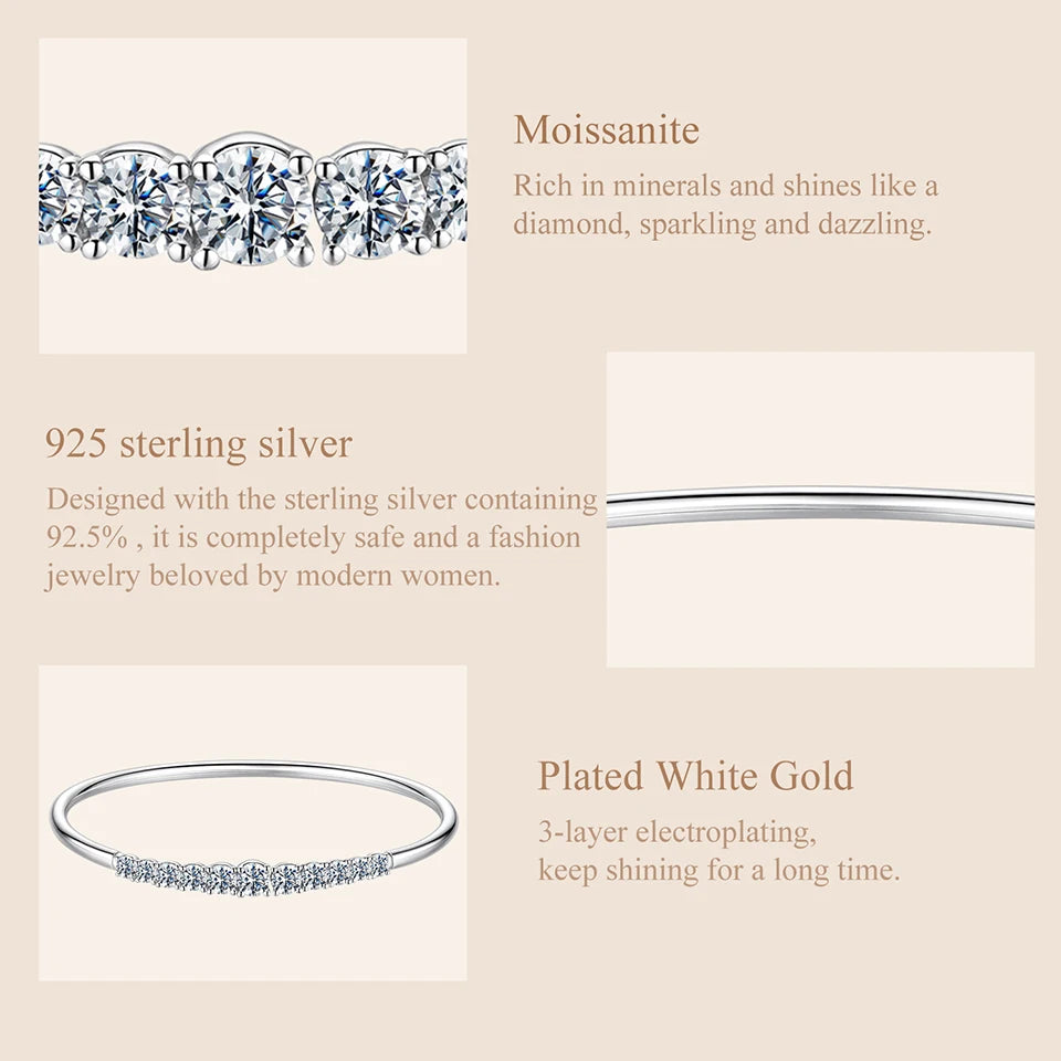 3.6CTTW Moissanite Sterling Silver Bar Bracelet”