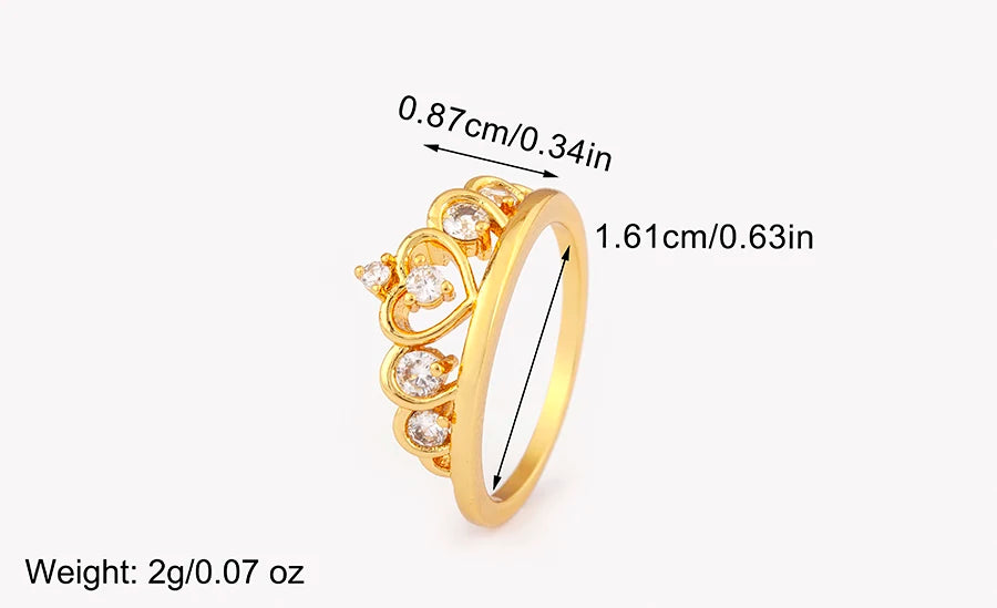 "Luxury Heart Crown Zircon Ring – Women’s Jewelry Gift"