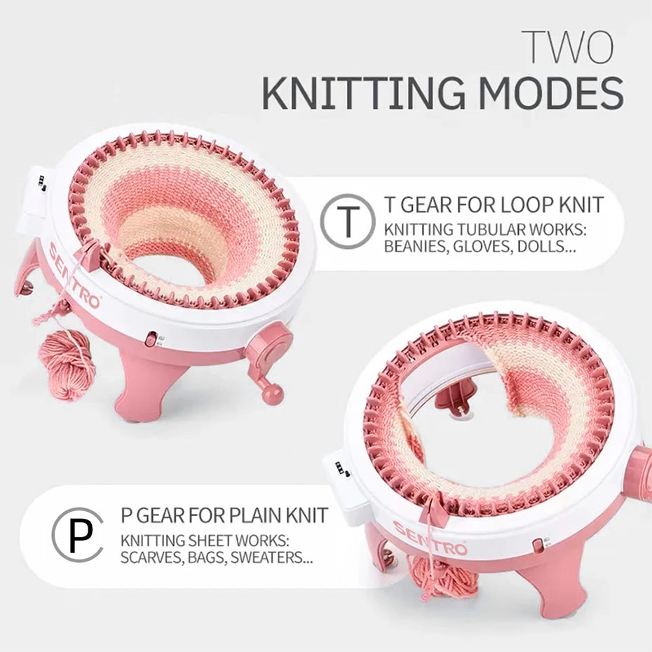 SENTRO 48-Needle Smart Knitting Machine Kit – Flat & Double Weave