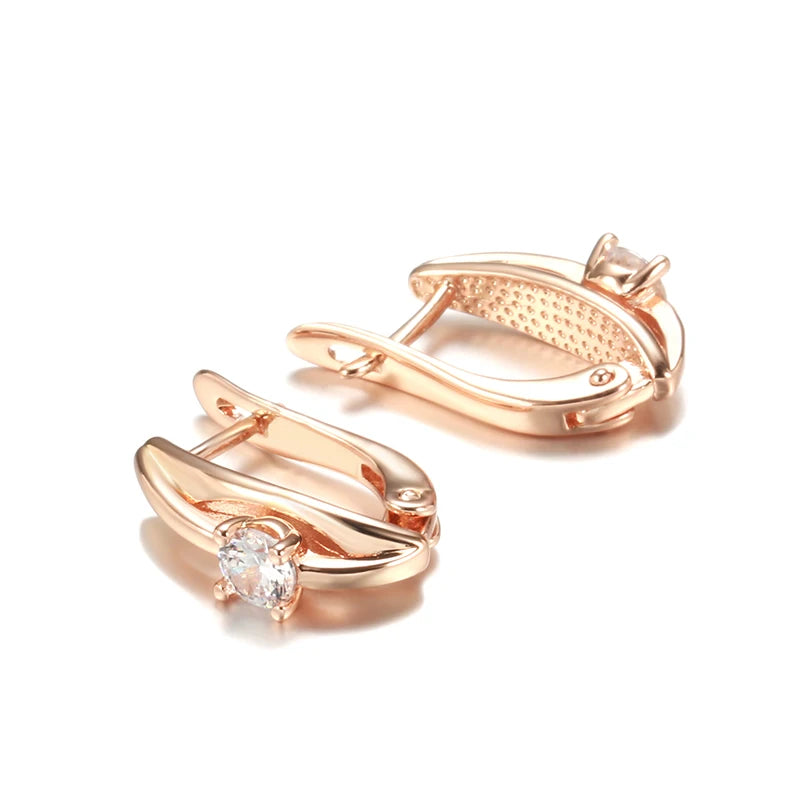 “585 Rose Gold White Zircon Drop Earrings”