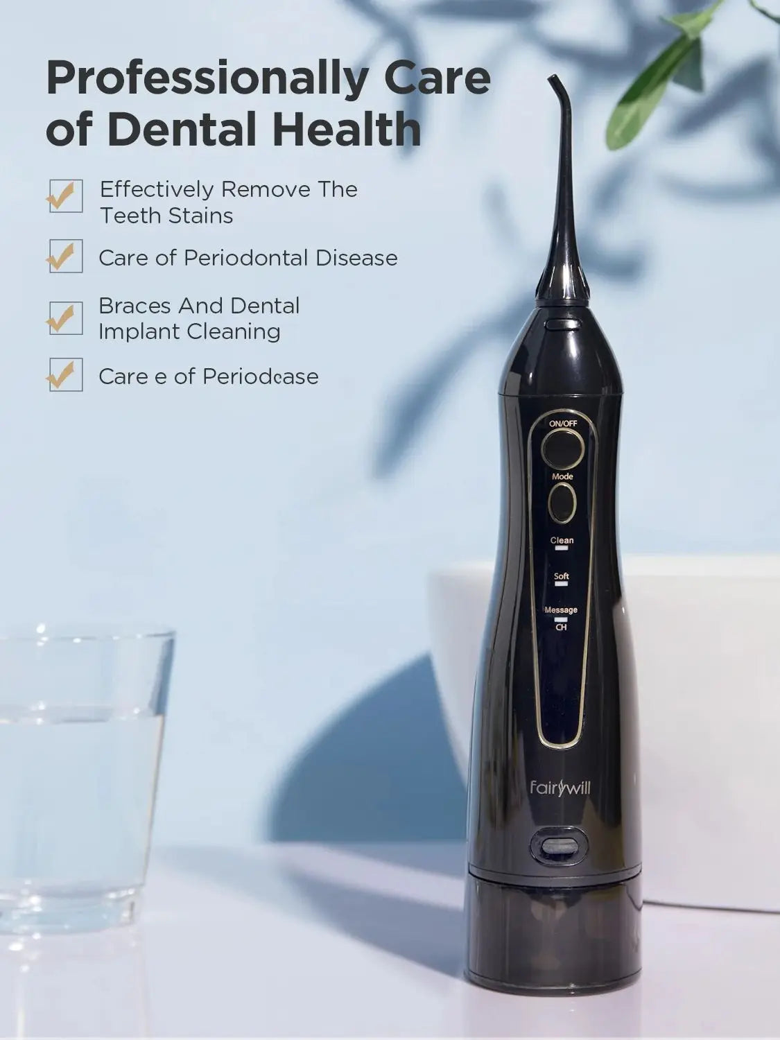 Fairywill Portable Water Flosser – Rechargeable Dental Cleaner