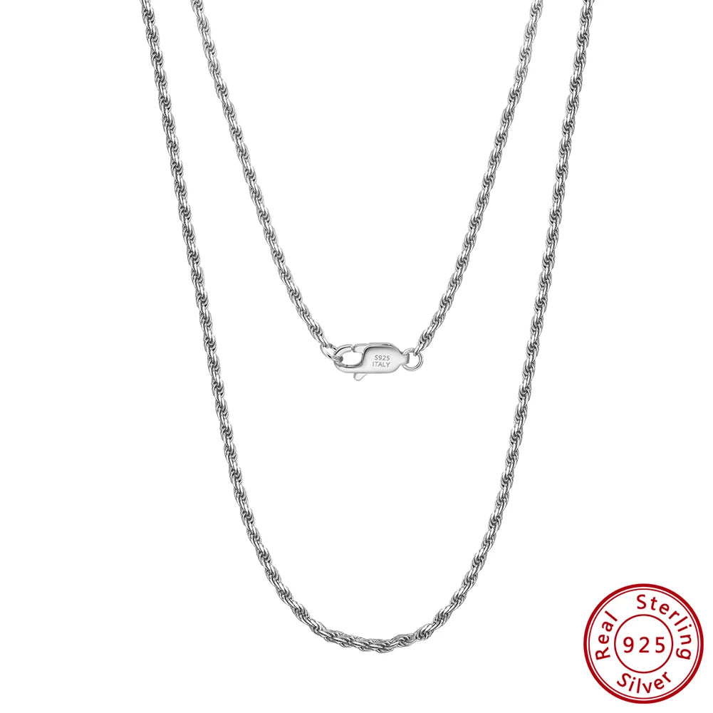 925 Silver Diamond-Cut Rope Chain Necklace