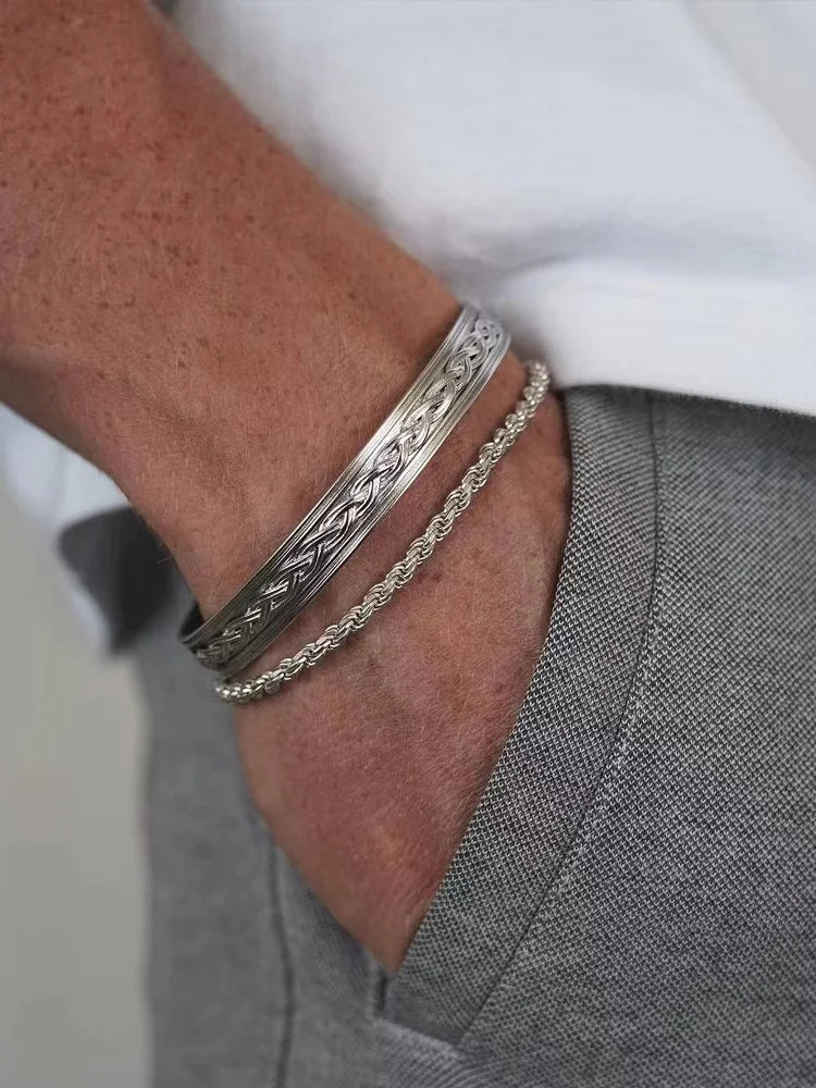 Silver Twist Chain Bracelet Men