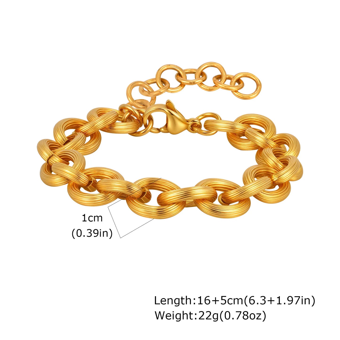 Gold-Plated Chunky Link Bracelet – Waterproof