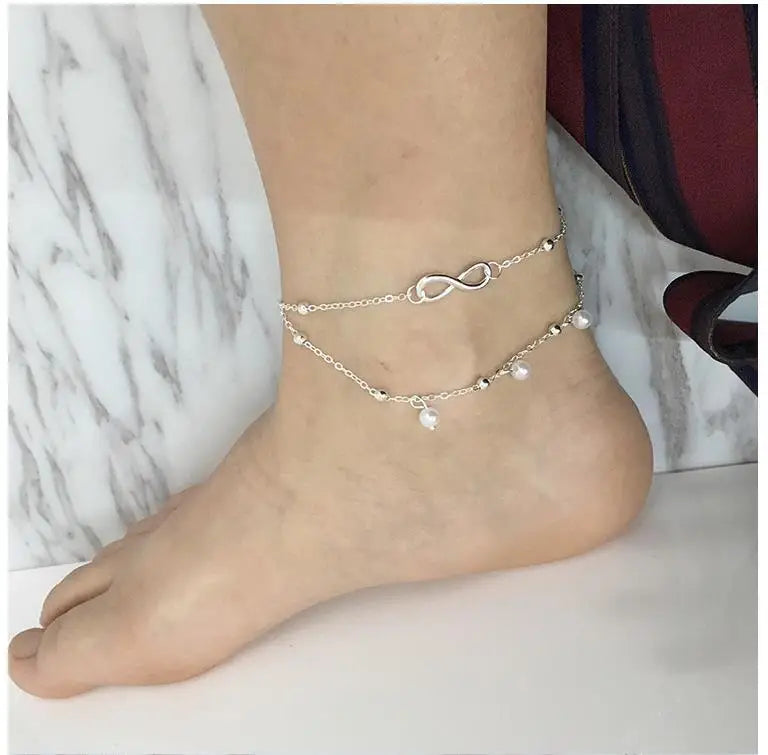 Butterfly Pendant Anklet, Gold & Silver