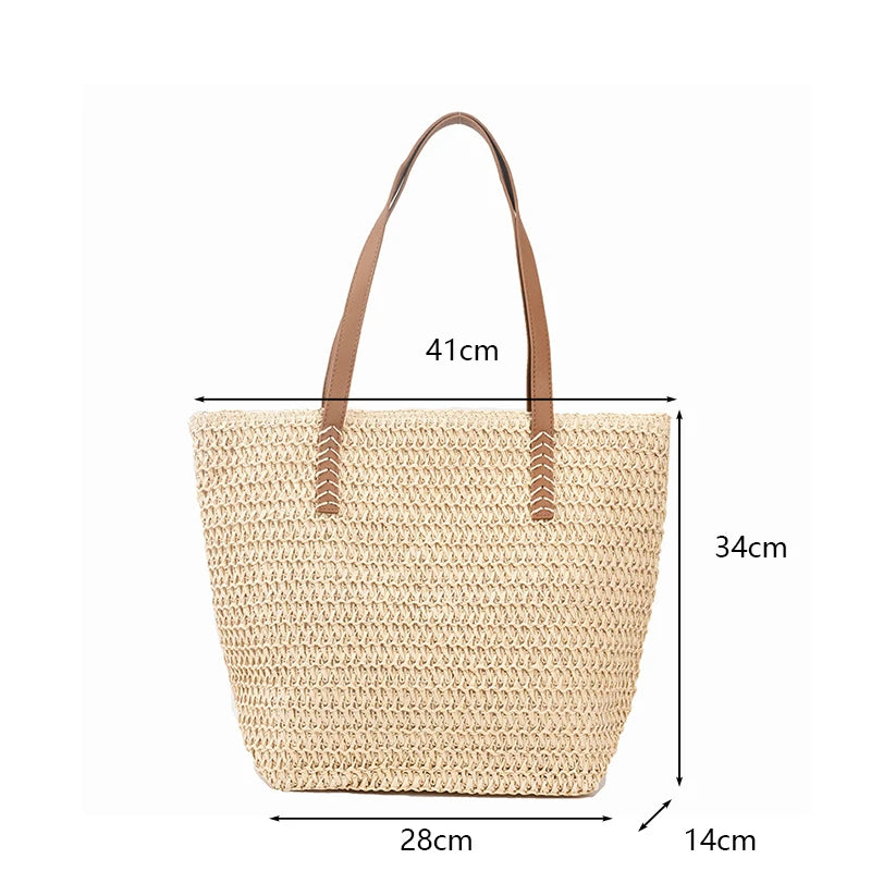 Summer Straw Bucket Bag